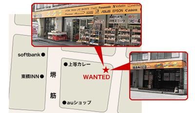 大阪日本橋 WANTED 本店の地図